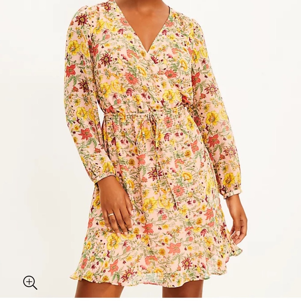 Loft Garden Flounce Wrap Dress Size Medium New